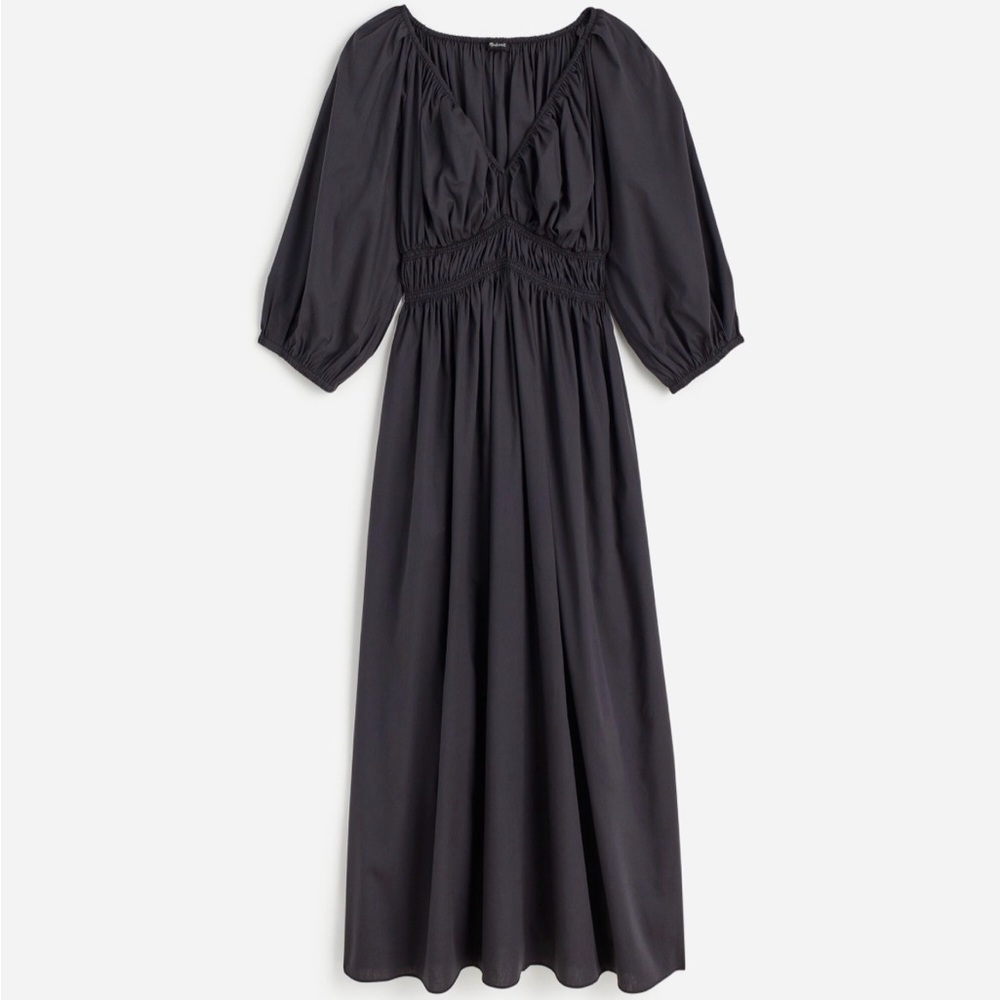 Madewell V neck balloon sleeve maxi Black Long Sleeve Dress - Picture 4 of 12